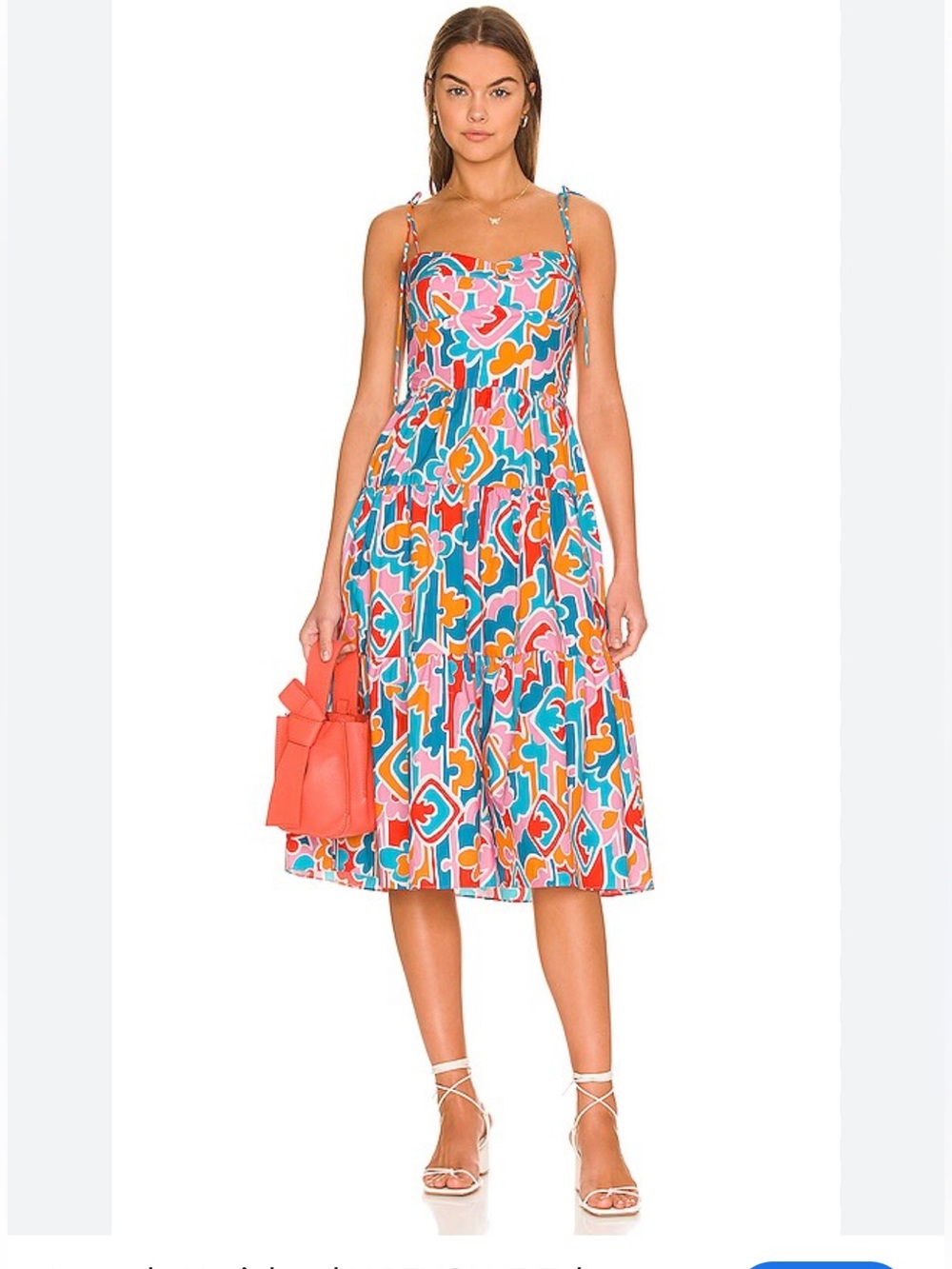 REVOLVE Coral, Teal & Pink Strappy Midi Dress